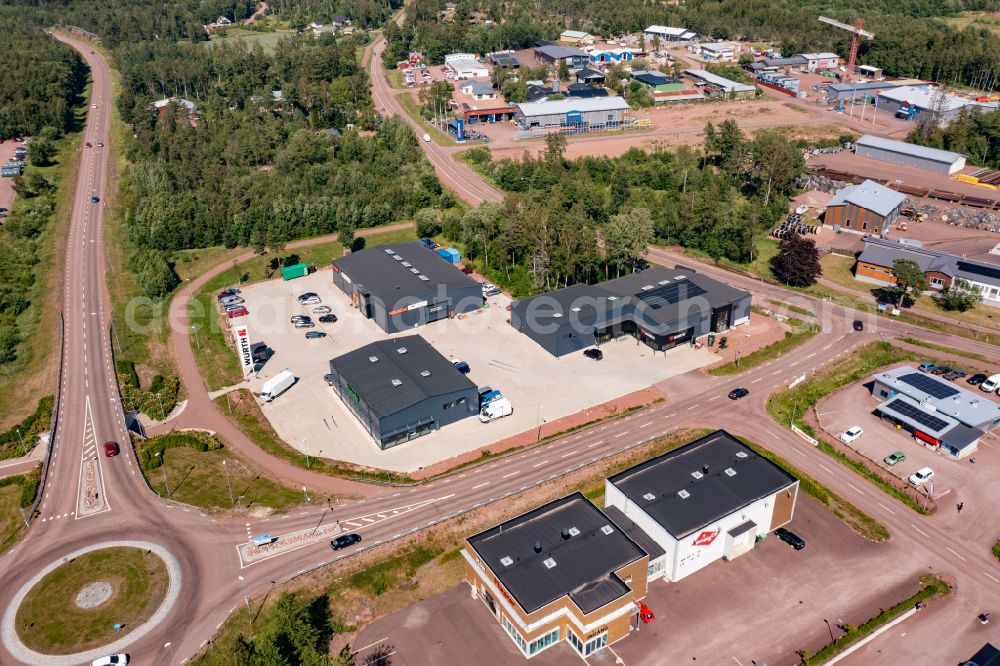 Jomala from above - Industrial estate and company settlement Norrboele in Jomala in Alands landsbygd, Aland