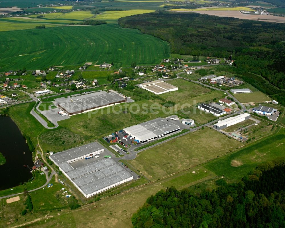 Oberrossau from above - Industrial estate and company settlement in Oberrossau in the state Saxony, Germany