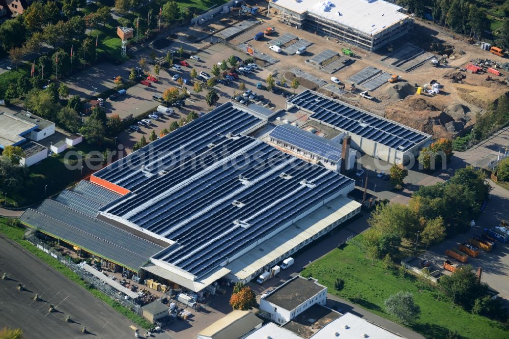 Aerial photograph Sangerhausen - Industrial estate and OBI harware store on Oststrasse in Sangerhausen in the state of Saxony-Anhalt