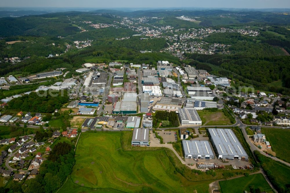 Aerial image Schwelm - Industrial estate and company settlement Oeklinghausen in the East of Schwelm in the state of North Rhine-Westphalia