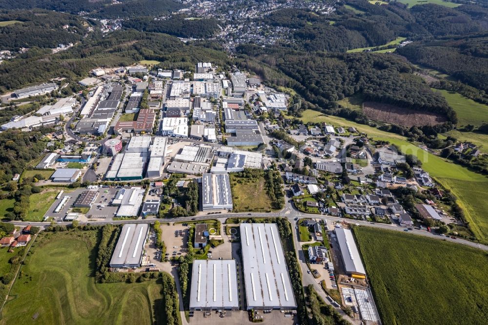 Aerial image Oelkinghausen - Industrial estate and company settlement Oeklinghausen in the East of Schwelm in the state of North Rhine-Westphalia