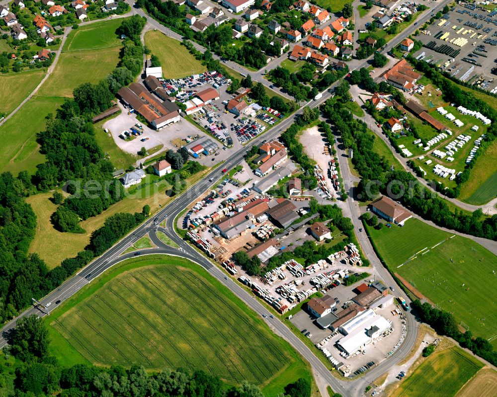 Ofterdingen from the bird's eye view: Industrial estate and company settlement in Ofterdingen in the state Baden-Wuerttemberg, Germany