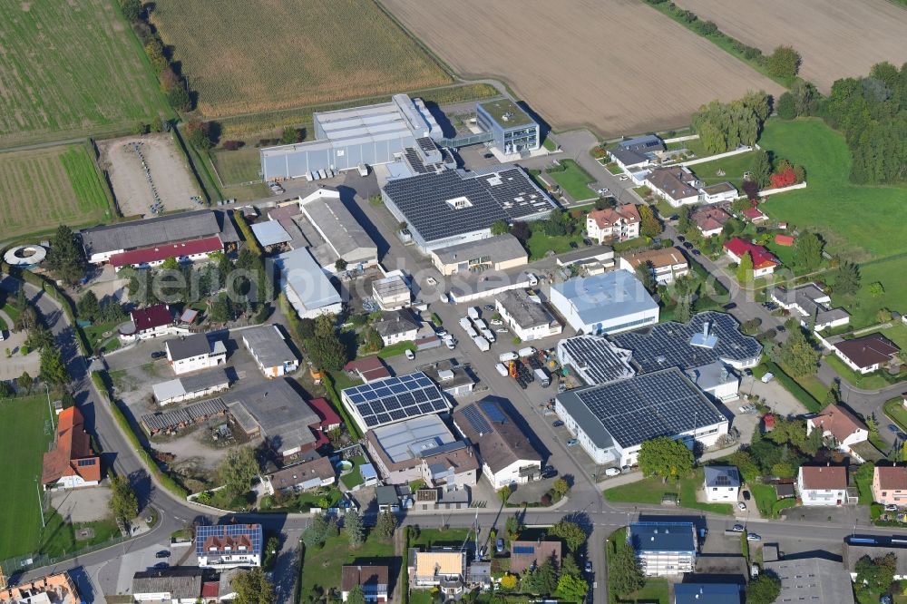 Kehl from the bird's eye view: Industrial estate and company settlement in the district Bodersweier in Kehl in the state Baden-Wuerttemberg, Germany