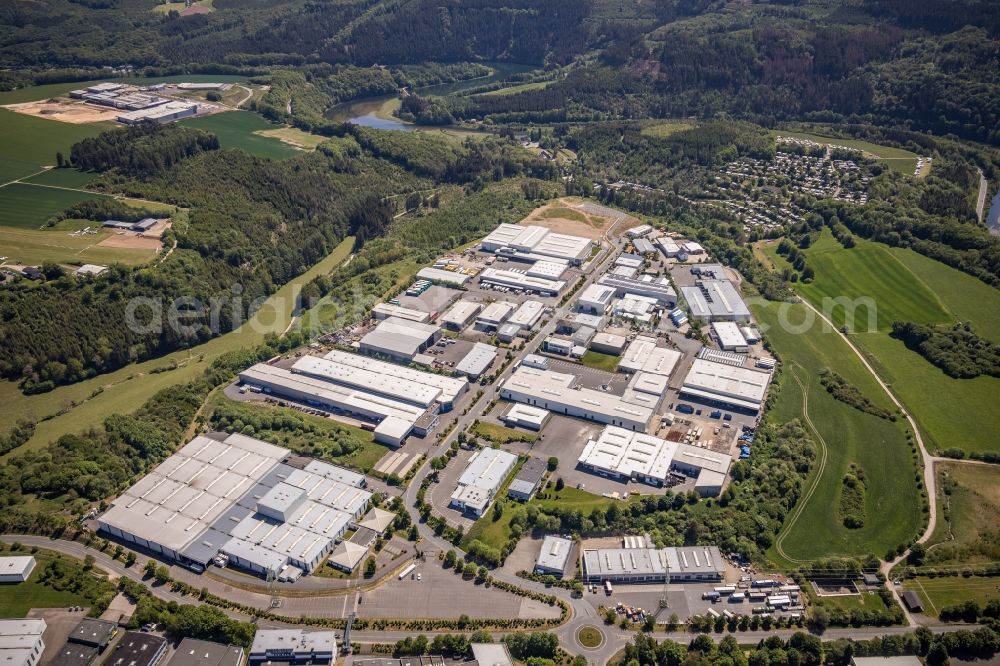 Attendorn from above - Commercial area and company settlement in the district Ennest in Attendorn in the state North Rhine-Westphalia, Germany