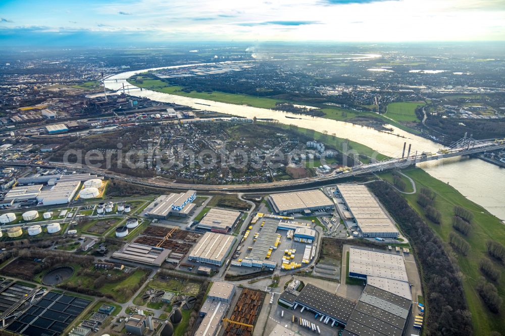 Aerial image Duisburg - Industrial estate and company settlement on street Am Blumenkampshof in the district Kasslerfeld in Duisburg at Ruhrgebiet in the state North Rhine-Westphalia, Germany