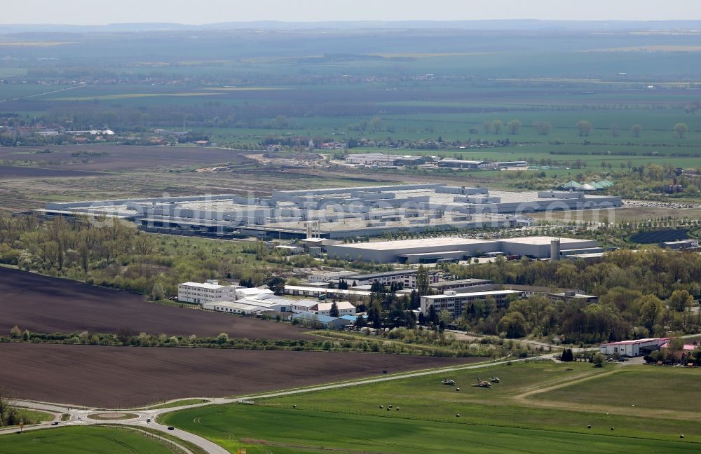 Aerial image Kölleda - Industrial estate and company settlement in the district Kiebitzhoehe in Koelleda in the state Thuringia, Germany