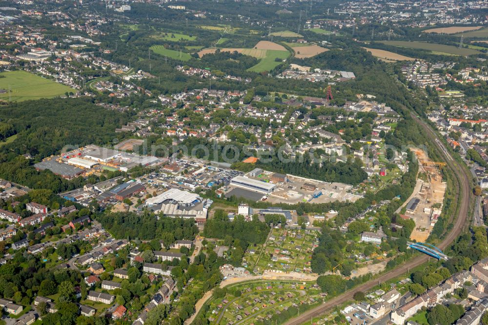 Aerial photograph Essen - Industrial estate and company settlement on street Bonifaciusstrasse in the district Kray in Essen at Ruhrgebiet in the state North Rhine-Westphalia, Germany