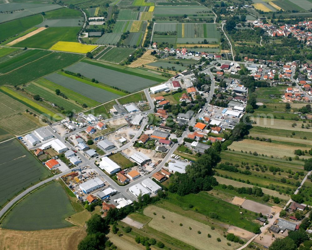 Dettenheim from above - Industrial estate and company settlement South in the district Liedolsheim in Dettenheim in the state Baden-Wuerttemberg, Germany