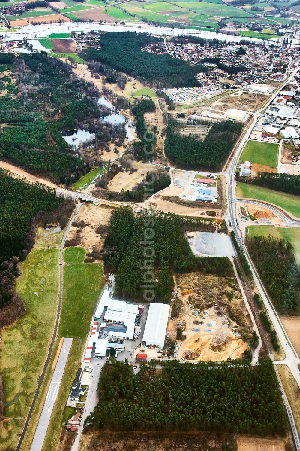 Nittenau from above - Industrial estate and company settlement in the district Sulzmuehl in Nittenau in the state Bavaria, Germany