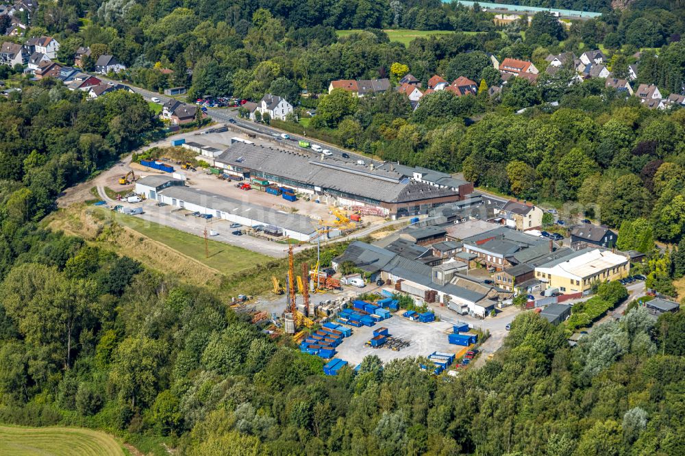 Aerial photograph Gevelsberg - Industrial estate and company settlement on the Hasslinghauser Strasse in the district Uellendahl in Gevelsberg in the state North Rhine-Westphalia, Germany