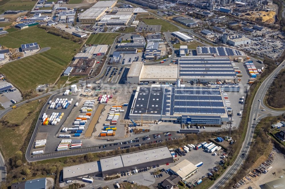 Aerial image Brilon - Industrial estate and company settlement on Ostring in Brilon at Sauerland in the state North Rhine-Westphalia, Germany