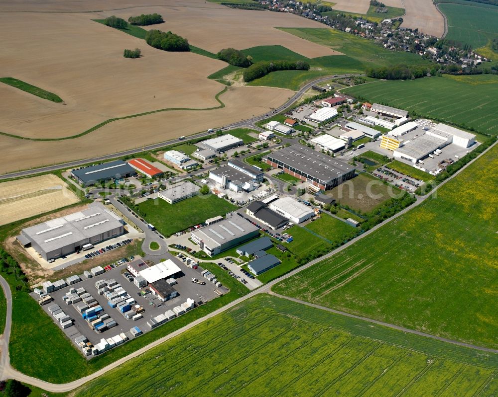 Ottendorf from the bird's eye view: Industrial estate and company settlement in Ottendorf in the state Saxony, Germany