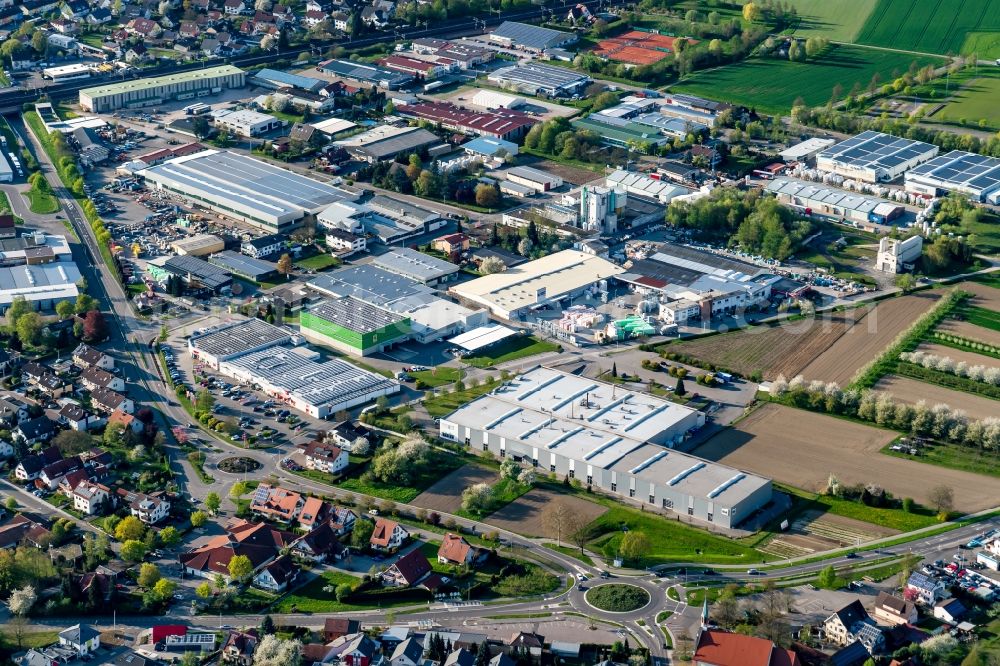 Ottersweier from the bird's eye view: Industrial estate and company settlement Ottersweier in Ottersweier in the state Baden-Wuerttemberg, Germany