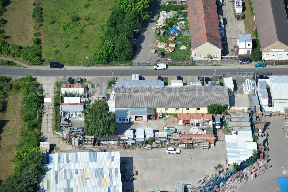 Aerial image Bernau - Blick auf das Gewerbegebiet Pappelallee in Bernau mit dem Hauptsitz der Firma BFB Böttcher Böttcher Fensterbau GmbH.