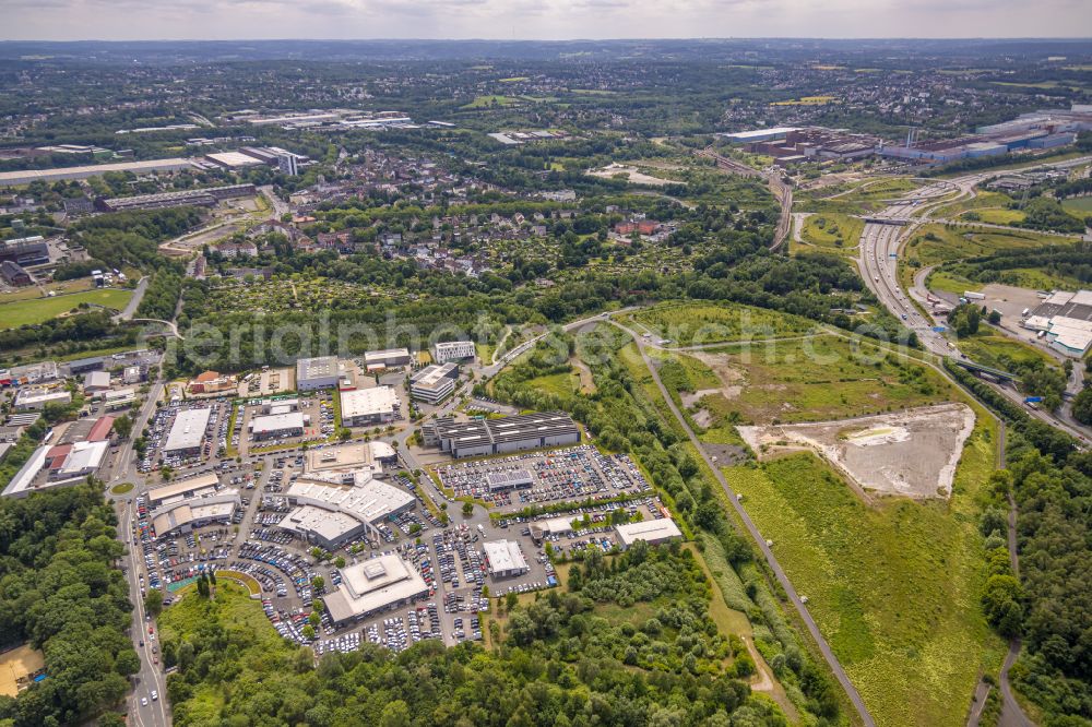 Bochum from above - Industrial estate and company settlement on Gahlenschen Strasse/Ecke Porschestrasse in the district Hamme in Bochum at Ruhrgebiet in the state North Rhine-Westphalia, Germany