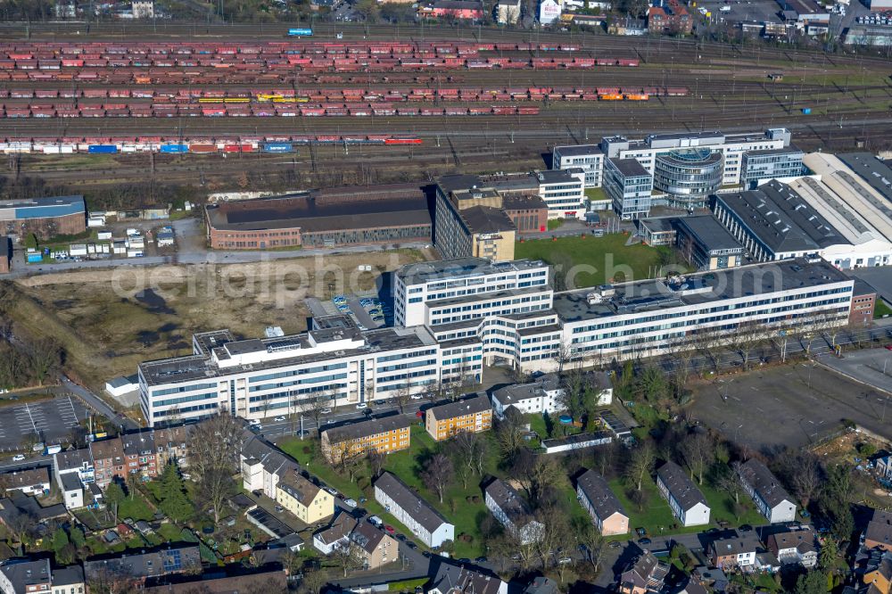 Oberhausen from above - Commercial area and company settlement Quartier231 on Duisburger Strasse in Oberhausen in the Ruhr area in the state North Rhine-Westphalia, Germany