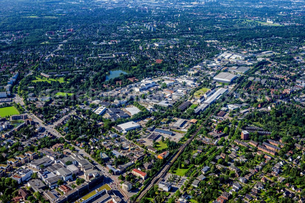 Aerial image Hamburg - Industrial estate and company settlement Rahlau in Hamburg, Germany