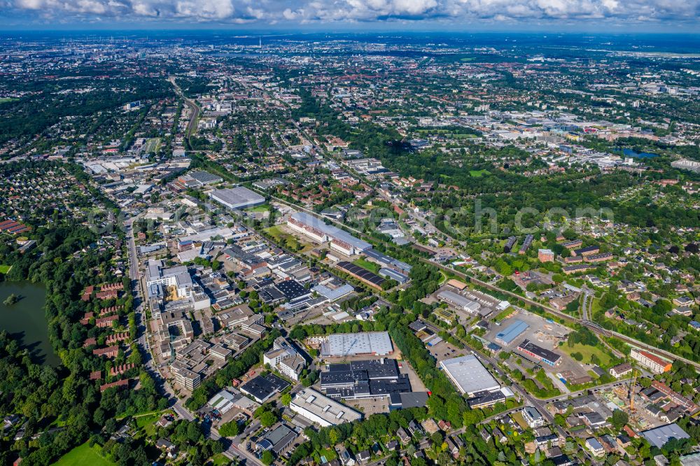 Hamburg from above - Industrial estate and company settlement Rahlau in Hamburg, Germany