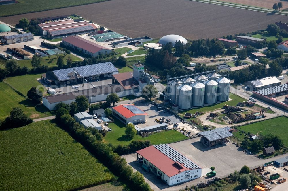 Holzheim from above - Industrial estate and company settlement on Raiffeisenstrasse in Holzheim in the state Bavaria, Germany