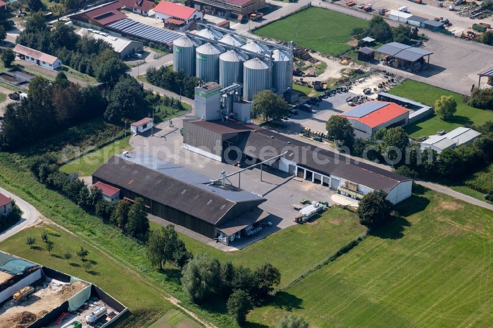 Holzheim from above - Industrial estate and company settlement on Raiffeisenstrasse in Holzheim in the state Bavaria, Germany