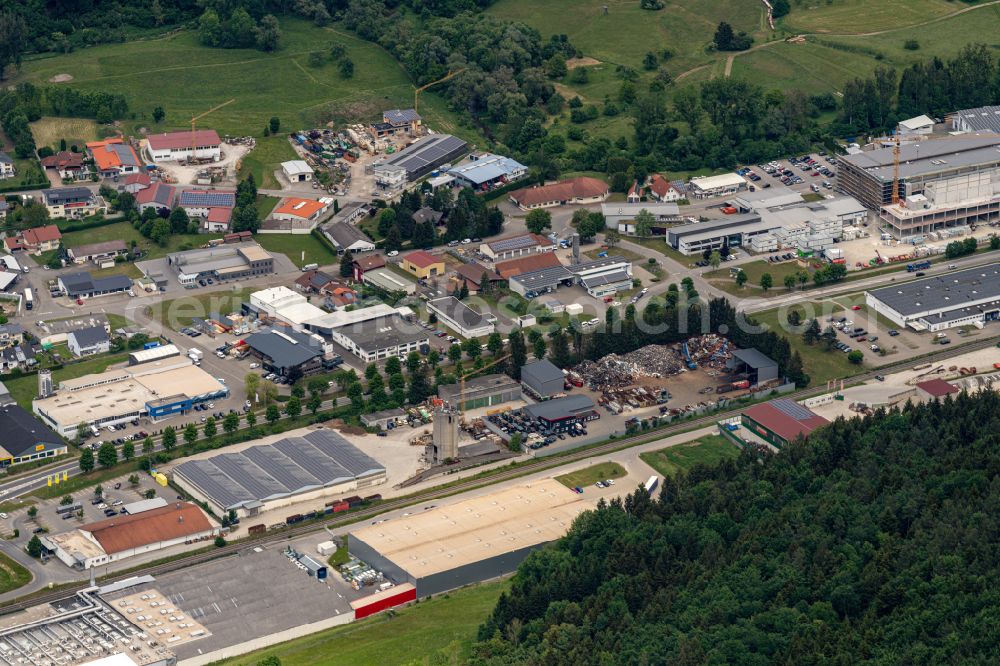 Aerial photograph Rangendingen - Industrial estate and company settlement on street Daimlerstrasse in Rangendingen in the state Baden-Wuerttemberg, Germany