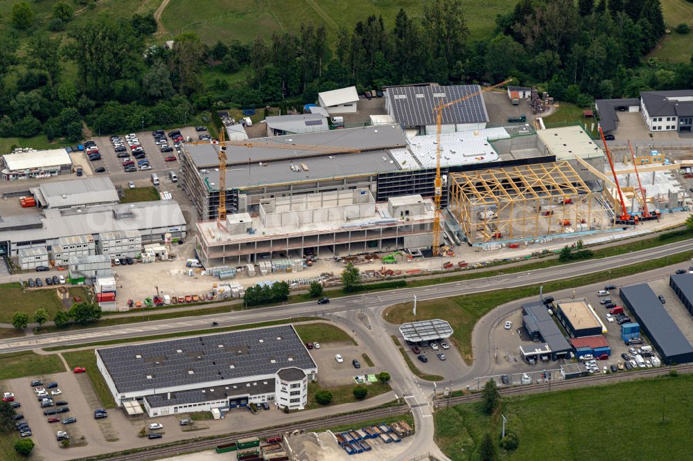 Rangendingen from above - Industrial estate and company settlement on street Daimlerstrasse in Rangendingen in the state Baden-Wuerttemberg, Germany