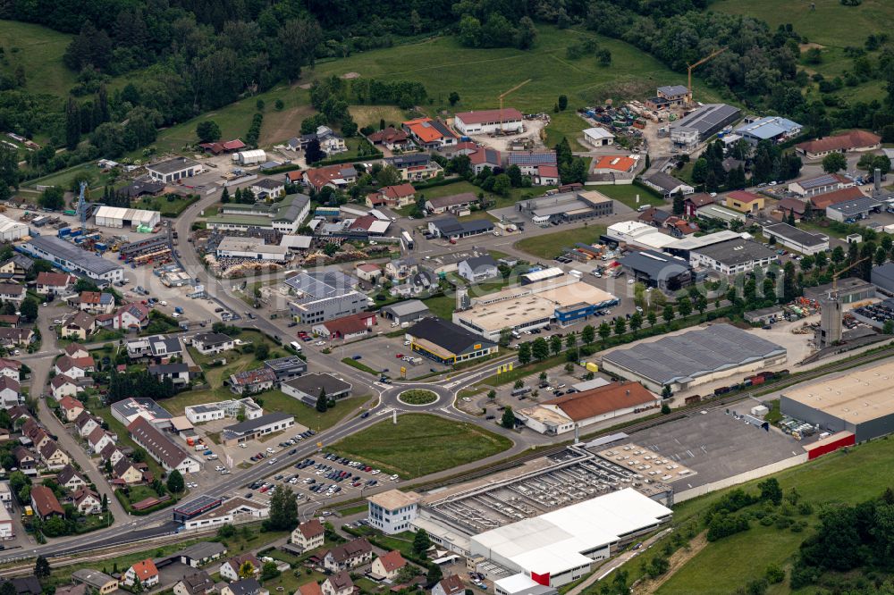 Rangendingen from the bird's eye view: Industrial estate and company settlement on street Rudolf-Diesel-Strasse in Rangendingen in the state Baden-Wuerttemberg, Germany