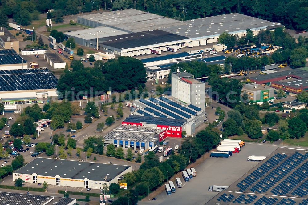 Rastatt from above - Industrial estate and company settlement in Rastatt in the state Baden-Wurttemberg, Germany