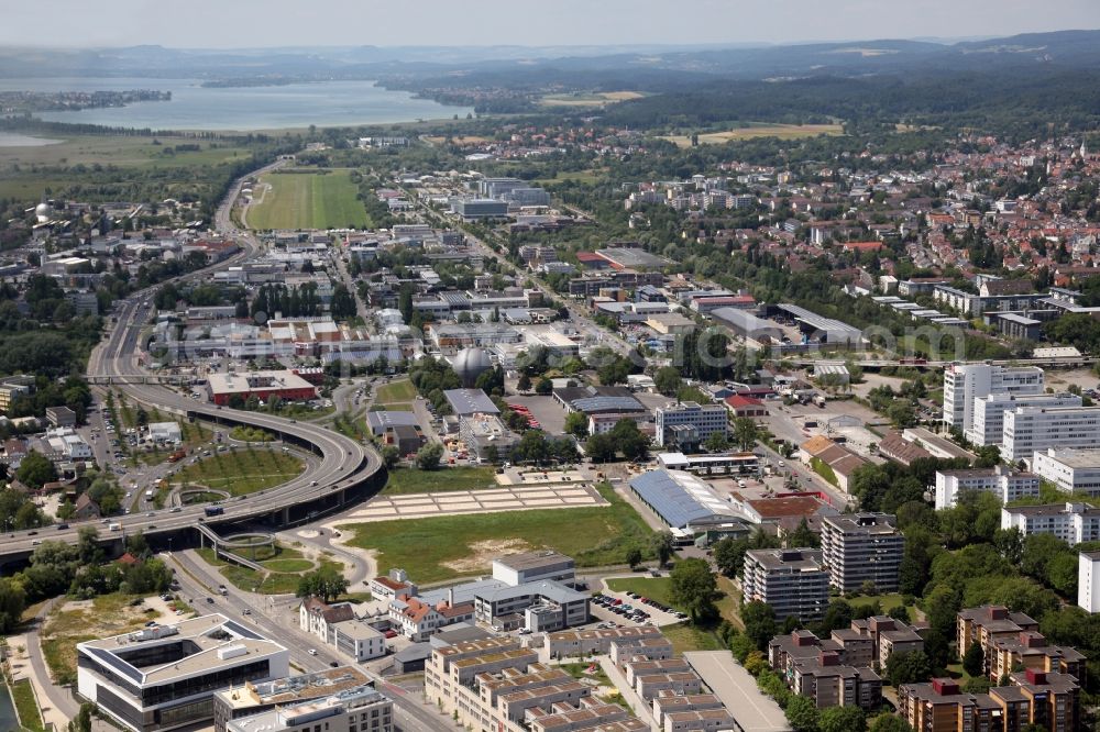 Konstanz from above - Commercial area Reichenaustrasse in Kontanz in Baden-Wuerttemberg