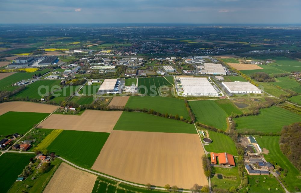 Rhynern from the bird's eye view: Industrial estate and company settlement in Rhynern in the state North Rhine-Westphalia