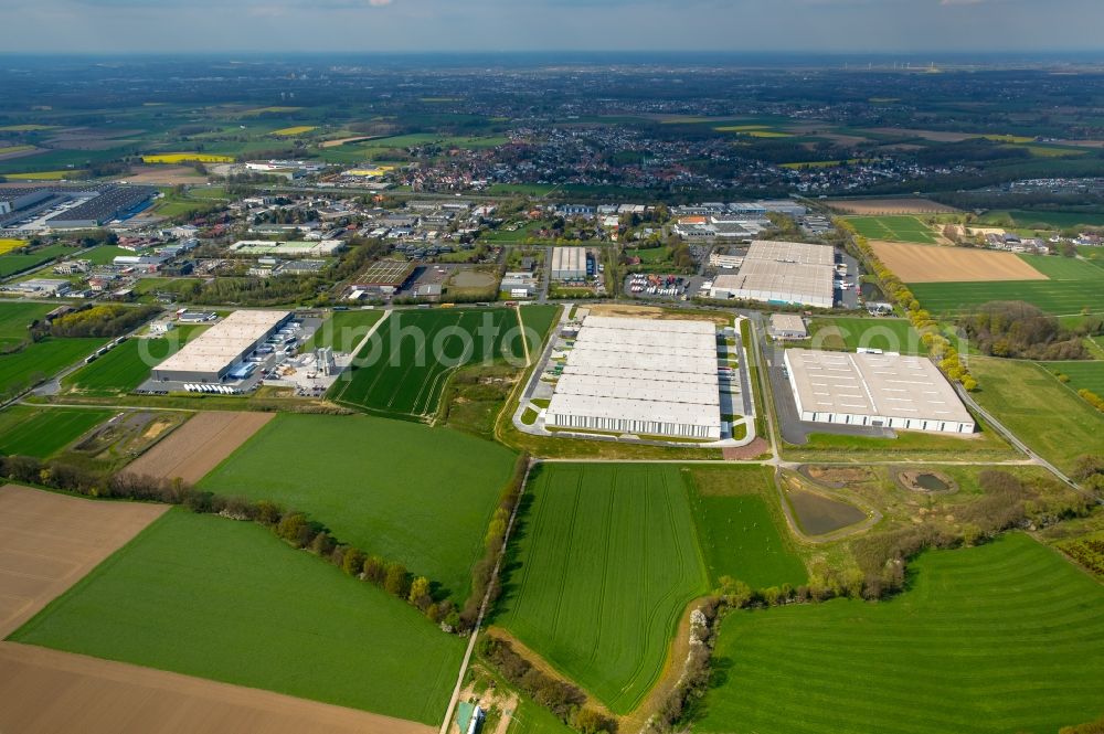 Rhynern from above - Industrial estate and company settlement in Rhynern in the state North Rhine-Westphalia