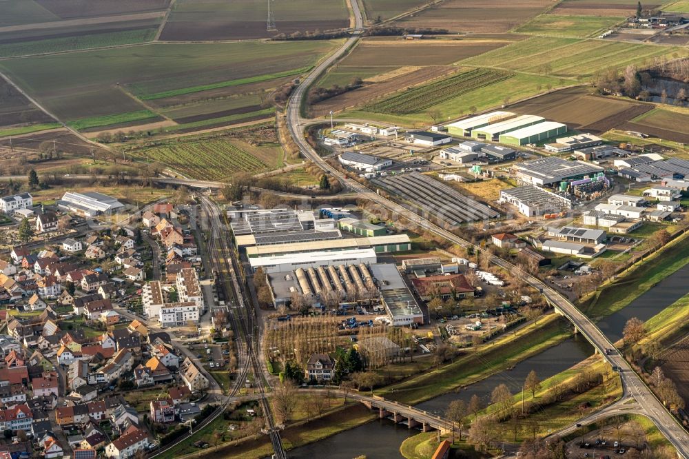 Aerial photograph Riegel am Kaiserstuhl - Industrial estate and company settlement Riegel Nord in Riegel am Kaiserstuhl in the state Baden-Wuerttemberg, Germany