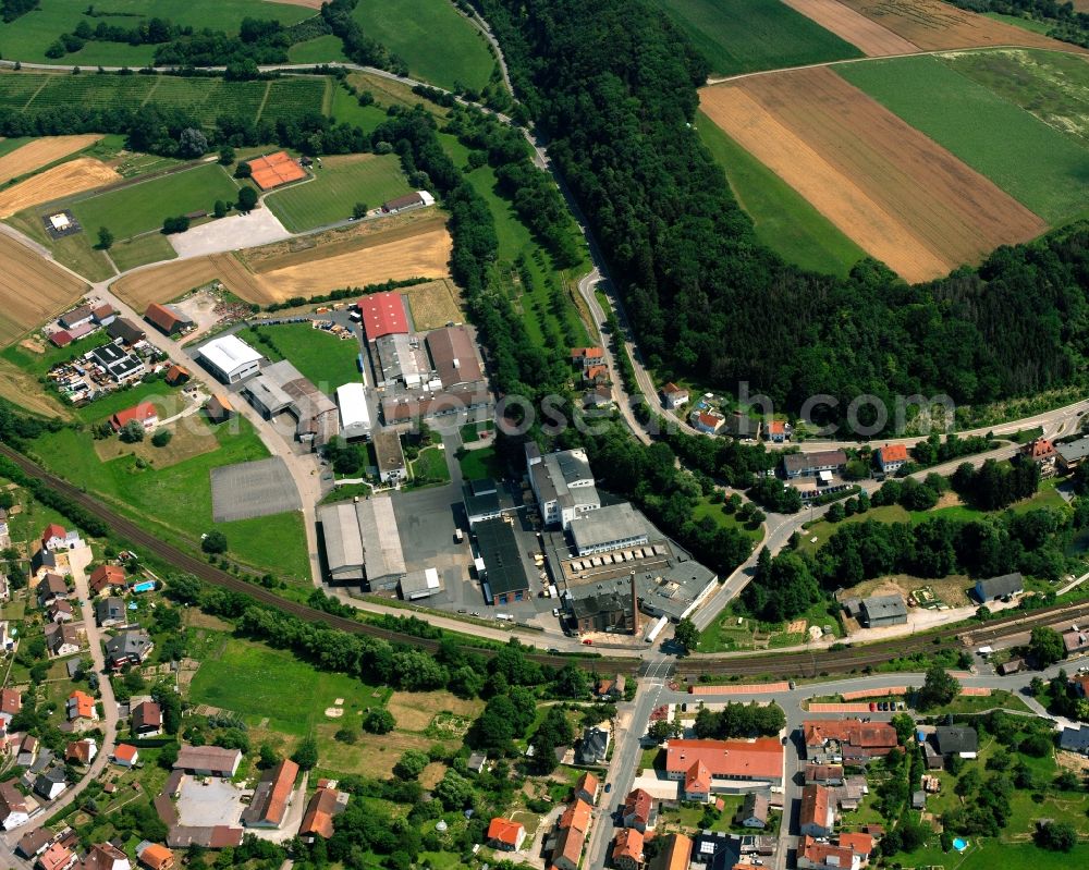 Roigheim from the bird's eye view: Industrial estate and company settlement in Roigheim in the state Baden-Wuerttemberg, Germany