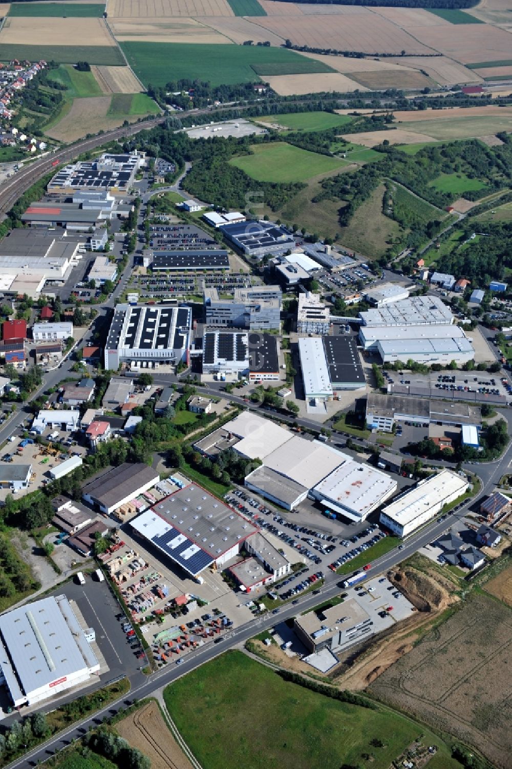 Aerial photograph Rottendorf - View of industrial estate in Rottendorf in Bavaria