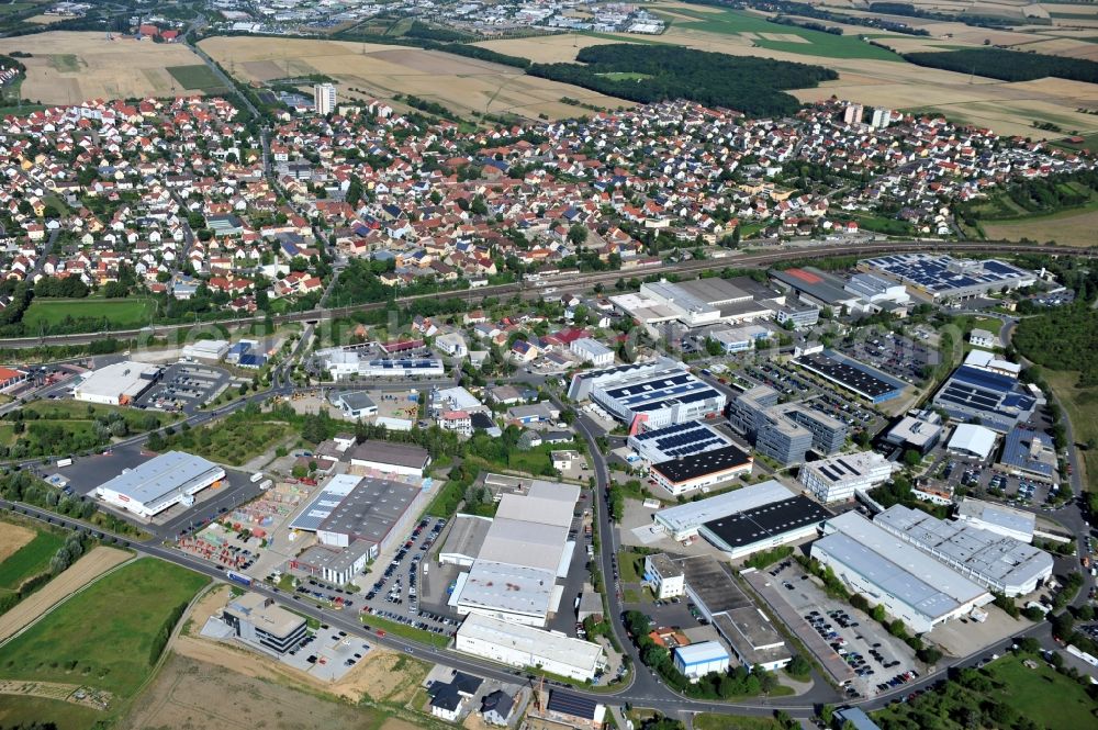 Rottendorf from above - View of industrial estate in Rottendorf in Bavaria