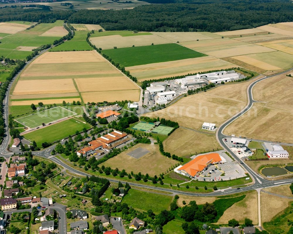 Fernwald from above - Industrial estate and company settlement on Rudolf-Diese-Strasse in Fernwald in the state Hesse, Germany