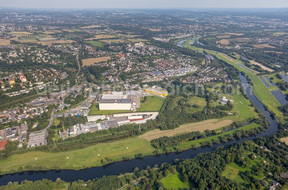 Aerial photograph Essen - Industrial estate and company settlement around the Dahlhauser Str., the Ruhrau and the Horster Strasse in Essen in the state North Rhine-Westphalia, Germany