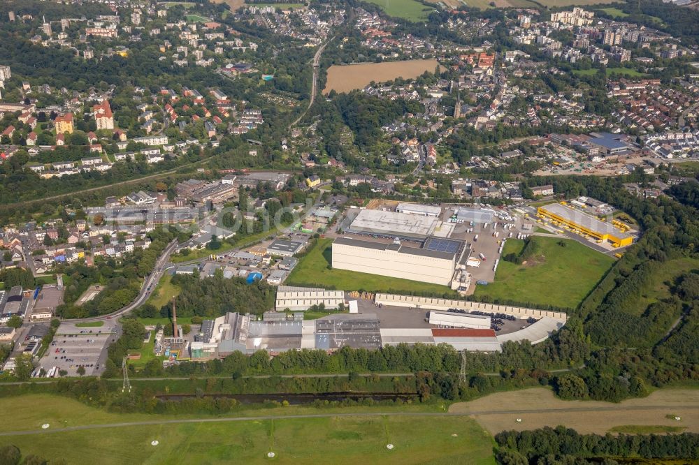 Essen from above - Industrial estate and company settlement around the Dahlhauser Str., the Ruhrau and the Horster Strasse in Essen in the state North Rhine-Westphalia, Germany