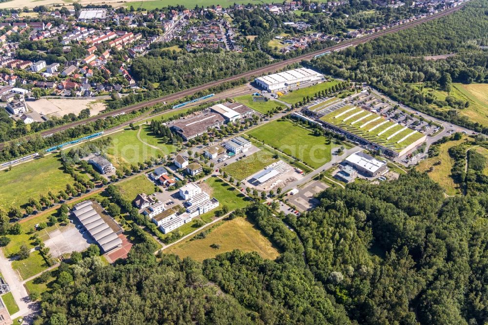 Aerial image Hamm - Industrial estate and company settlement on Sachsenring - Sachsenweg in Hamm in the state North Rhine-Westphalia, Germany