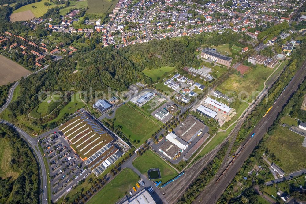 Aerial photograph Hamm - Industrial estate and company settlement on Sachsenring - Sachsenweg in Hamm in the state North Rhine-Westphalia, Germany