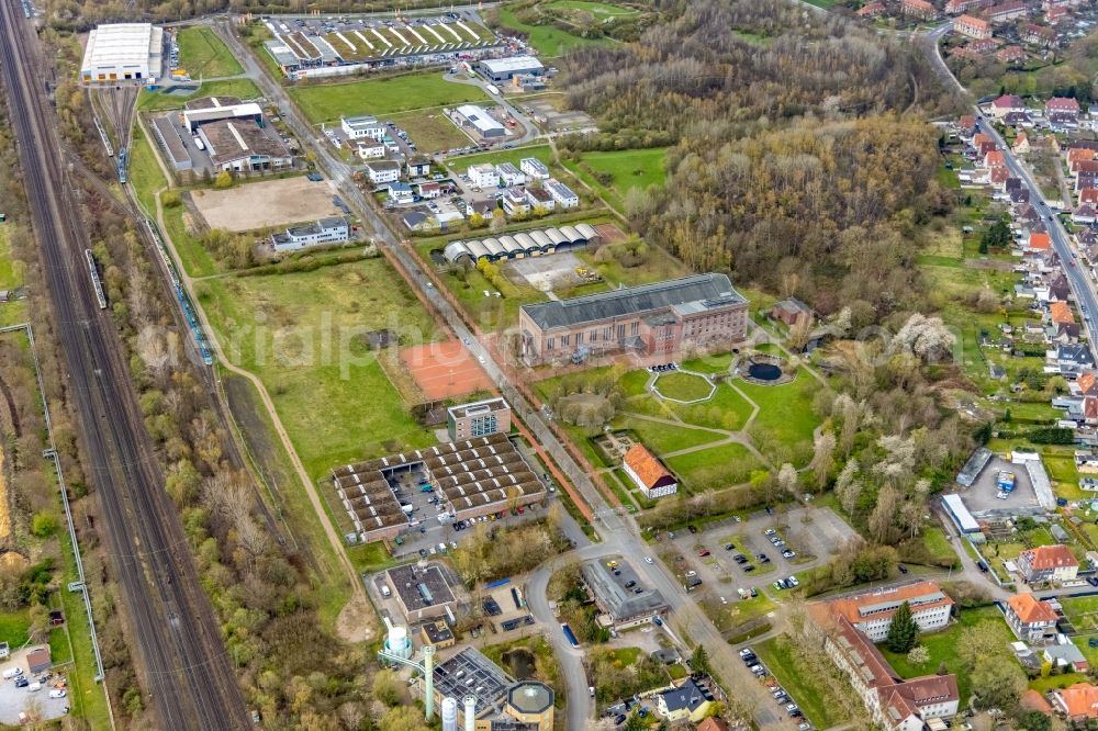 Hamm from above - Industrial estate and company settlement on Sachsenweg in the district Heessen in Hamm at Ruhrgebiet in the state North Rhine-Westphalia, Germany