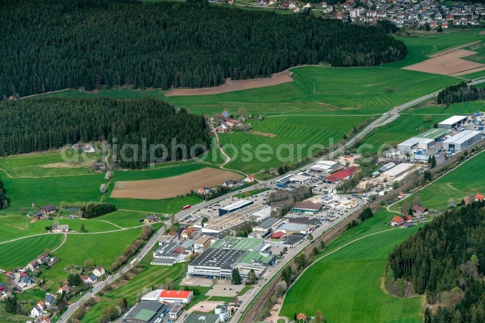 Aerial image Sankt Georgen - Industrial estate and company settlement An of B33 in Sankt Georgen in the state Baden-Wurttemberg, Germany
