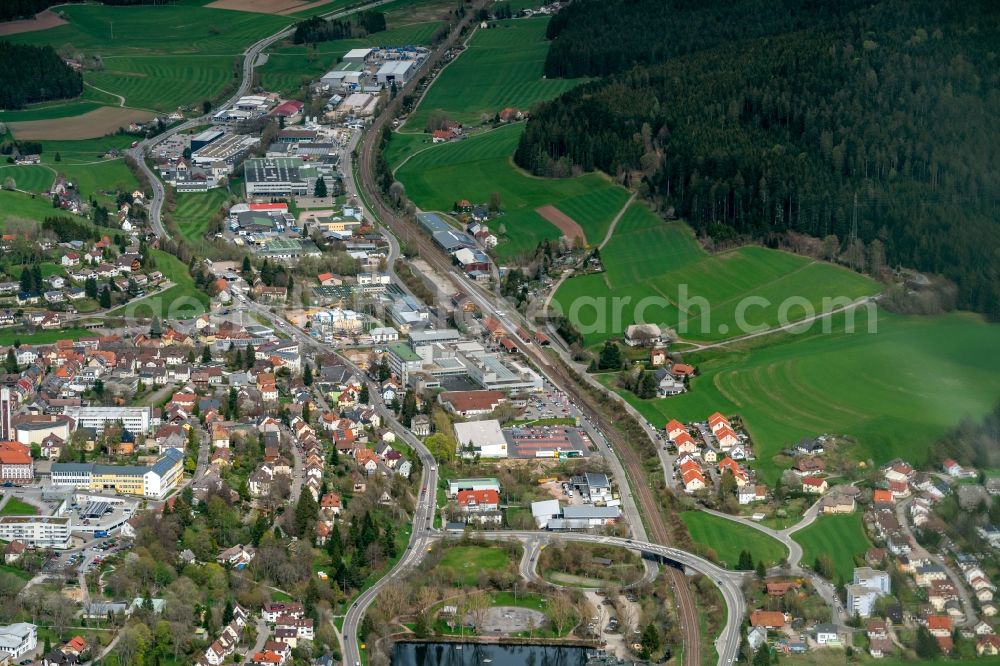 Aerial photograph Sankt Georgen - Industrial estate and company settlement An of B33 in Sankt Georgen in the state Baden-Wurttemberg, Germany