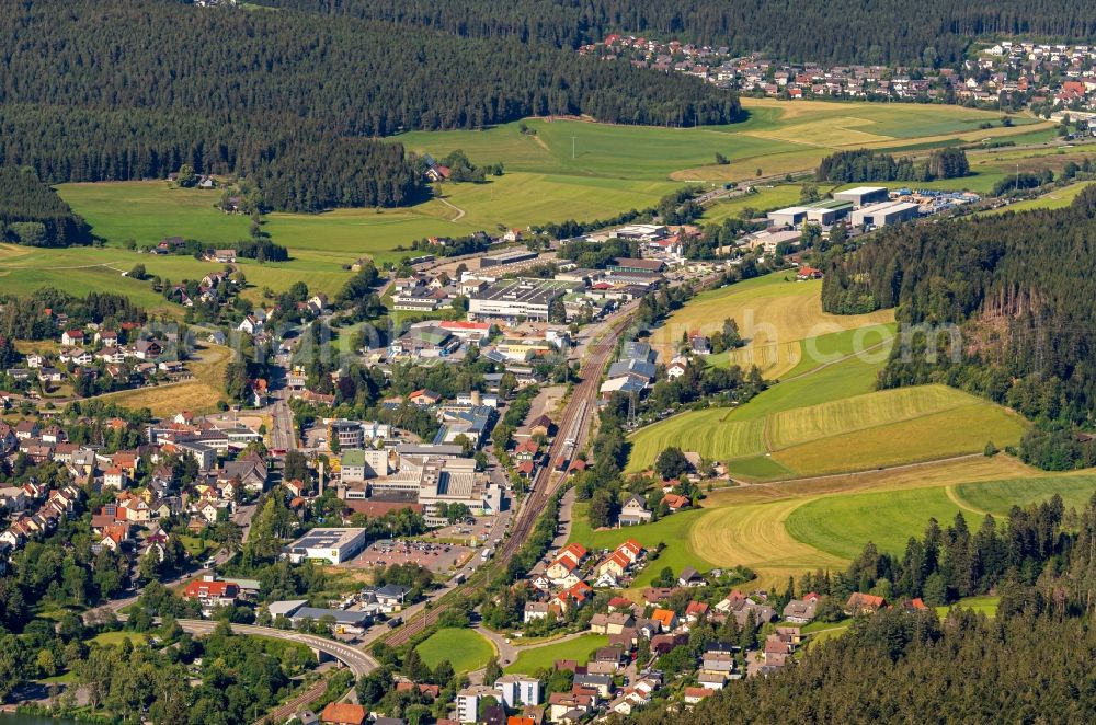 Aerial image Sankt Georgen - Industrial estate and company settlement An of B33 in Sankt Georgen in the state Baden-Wurttemberg, Germany