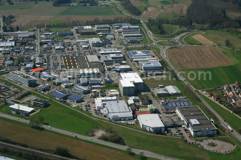 Aerial image Rheinfelden (Baden) - Industrial estate and company settlement Schildgasse in Rheinfelden (Baden) in the state Baden-Wuerttemberg, Germany