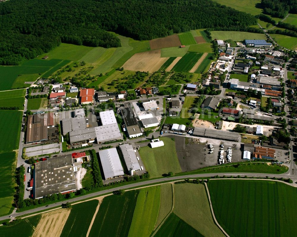 Schlierbach from the bird's eye view: Industrial estate and company settlement in Schlierbach in the state Baden-Wuerttemberg, Germany