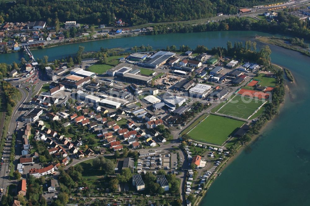 Aerial image Waldshut-Tiengen - Industrial estate and company settlement Schmittenau in Waldshut-Tiengen in the state Baden-Wuerttemberg, Germany