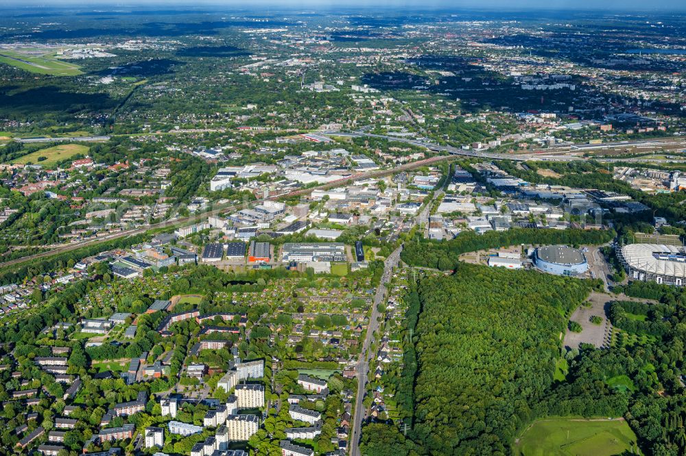 Aerial photograph Hamburg - Industrial estate and company settlement Schnackenburgallee in Hamburg, Germany