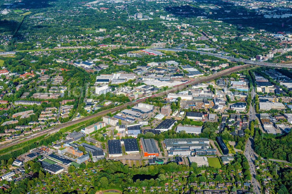 Hamburg from above - Industrial estate and company settlement Schnackenburgallee in Hamburg, Germany