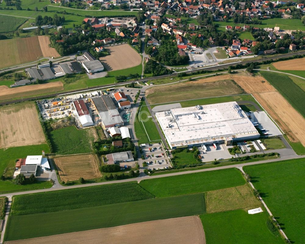 Schnelldorf from the bird's eye view: Industrial estate and company settlement in Schnelldorf in the state Bavaria, Germany